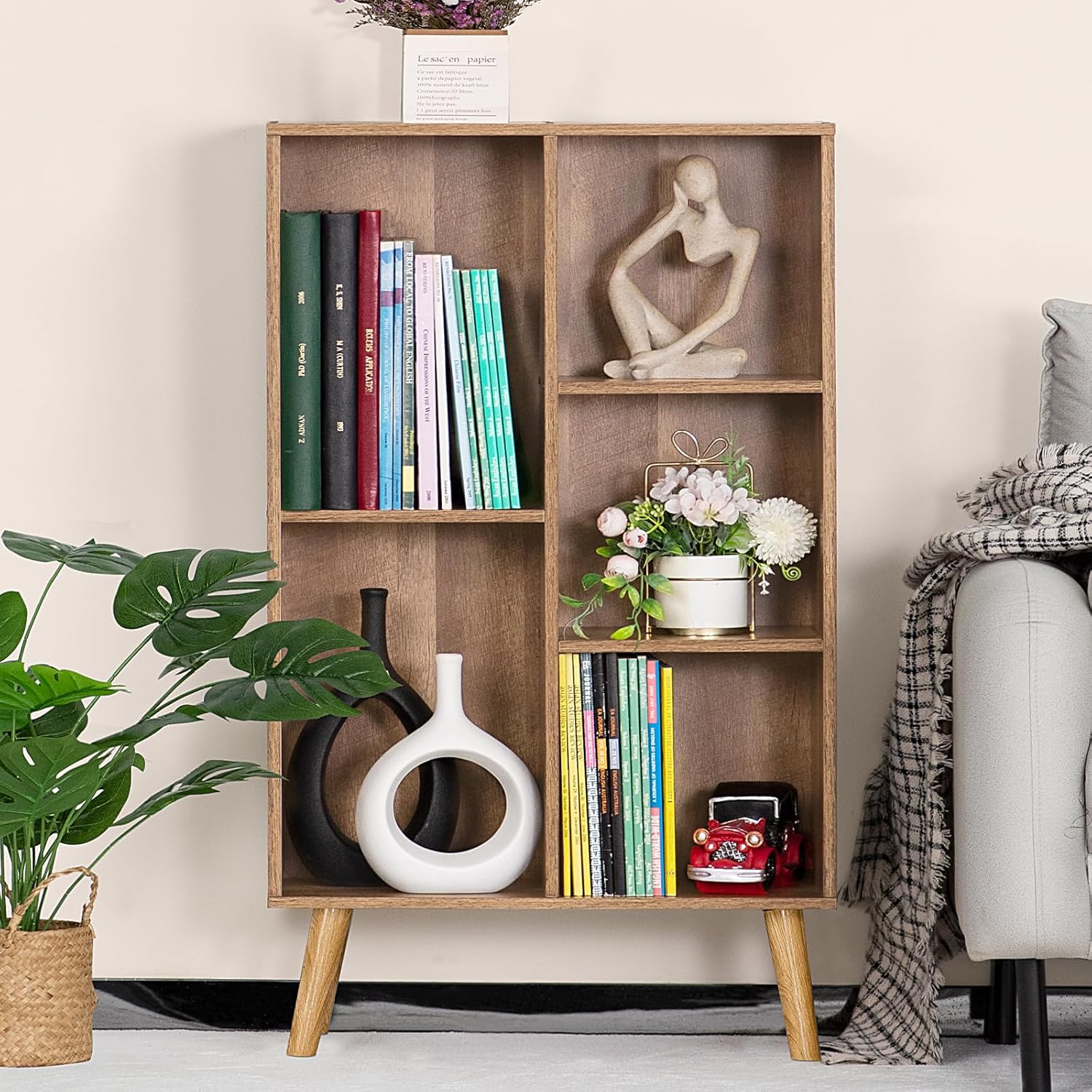 LY-S-Bookshelf-Oak Gray