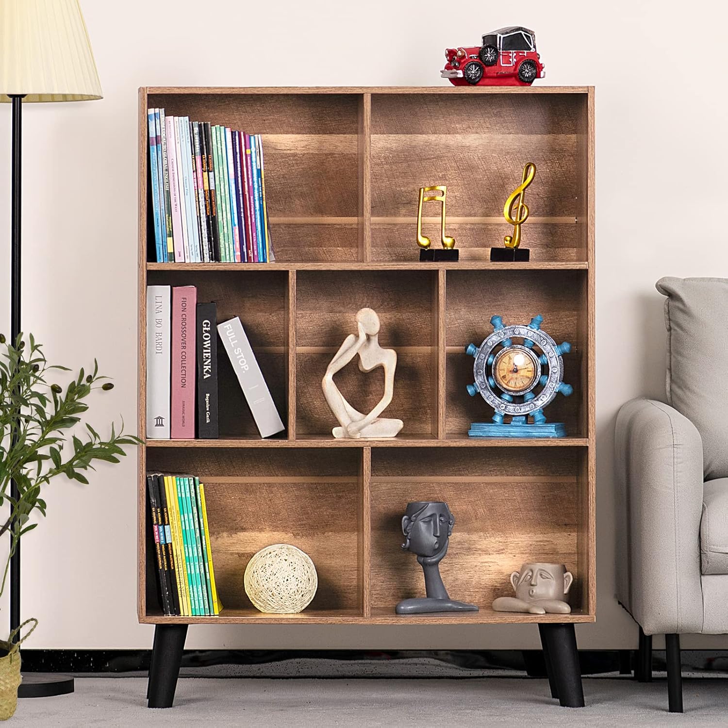 LY-Bookshelf-Oak Gray